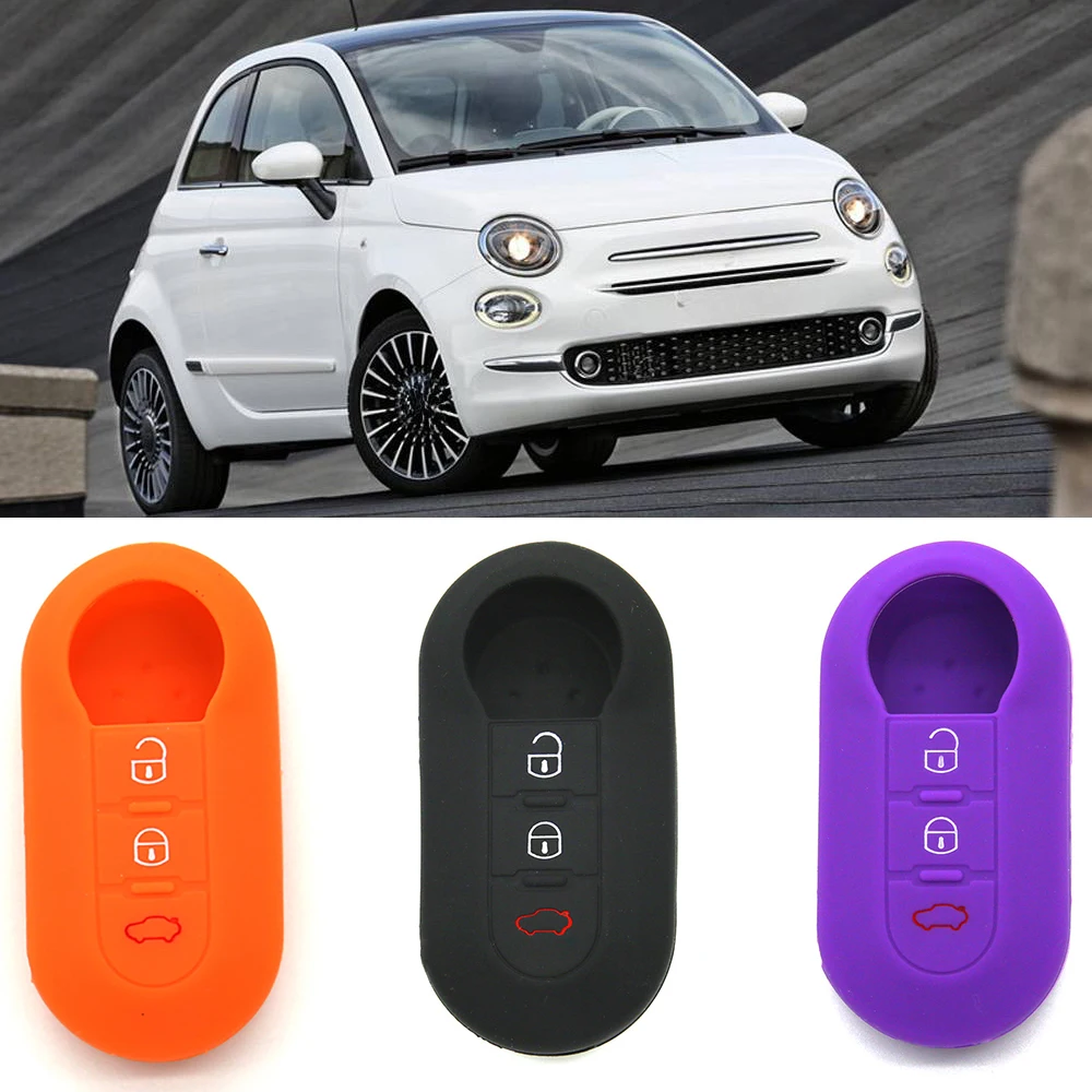 3-Buttons-Silicone-Car-Key-Case-Cover-for-Fiat-500-Flip-Folding-Remote ...