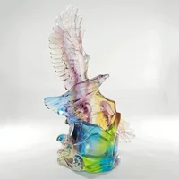 Luxury Colored Glaze Splendid Prospect Gift Home Decorative Eagle Fly Pen Holder Brush Ornament Crystal Pot Nice Animal Figurine 1
