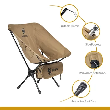 OneTigris Portable Camping Chairs Multicam Foldable Outdoor Chair For Camping Trekking Fishing BBQ Parties Gardening Indoor Use 4