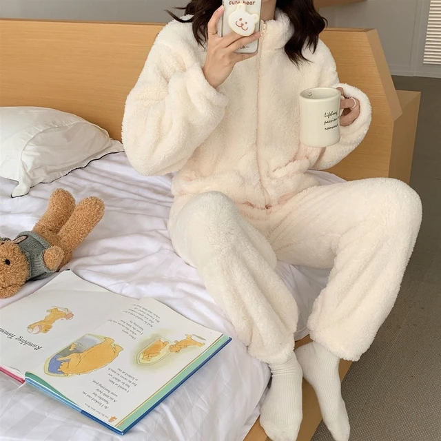 Pajamas Women Winter Fleece, Warm Women's Fleece Pajamas