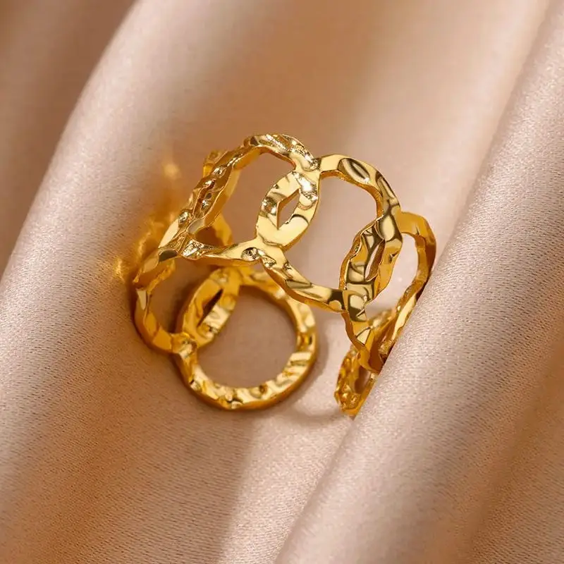 Stainless Steel Multi Layer Rings for Women Vintage Punk Open Adjustable Finger Ring Fashion Jewelry Wedding Birthday Gift 2024