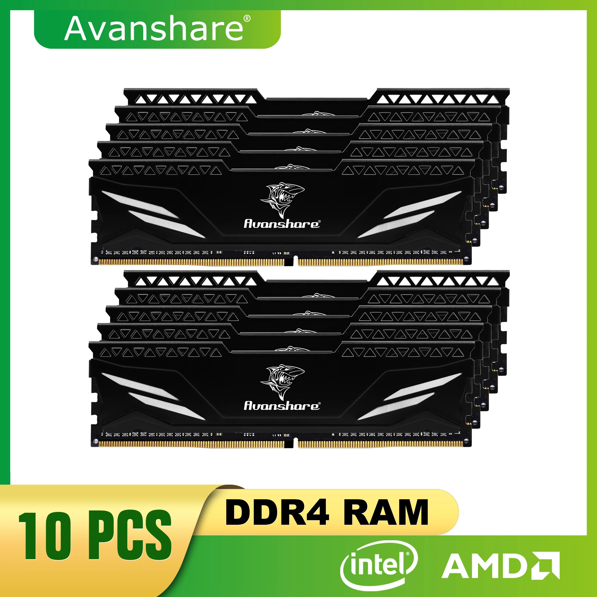 Avanshare 데스크탑 컴퓨터용 메모리아 램 DDR4, 방열판 호환, 4GB, 8GB, 16GB, 32GB, 2400MHz, 2666MHz, 3200MHz