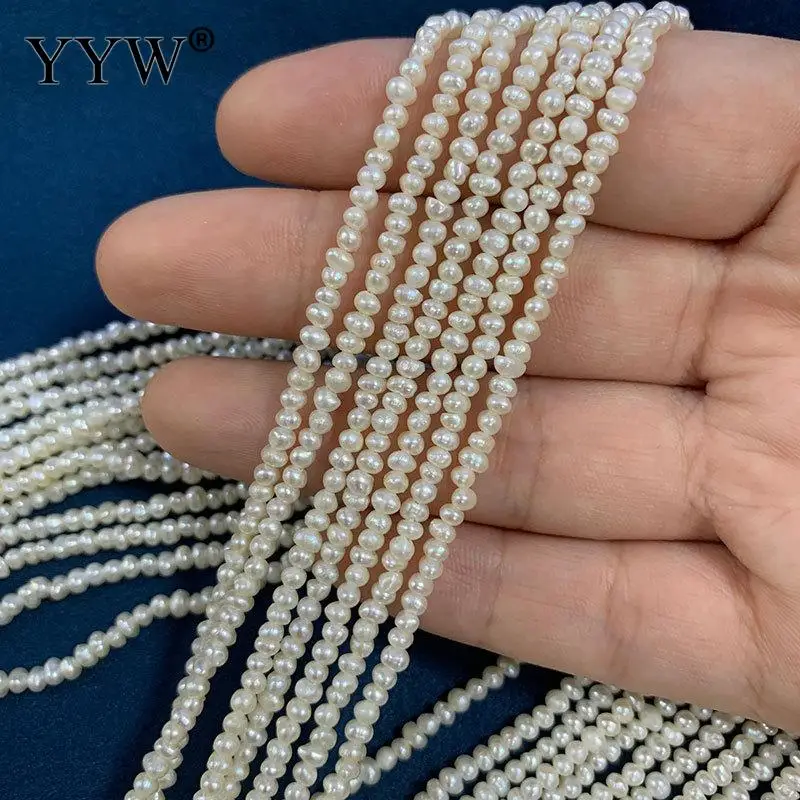 2.5-3mm AAA Natural Cultured Pearl Strand White Color Small Size Beads Accessories Sold Per 38 Cm Strand For Jewelry Diy Making
