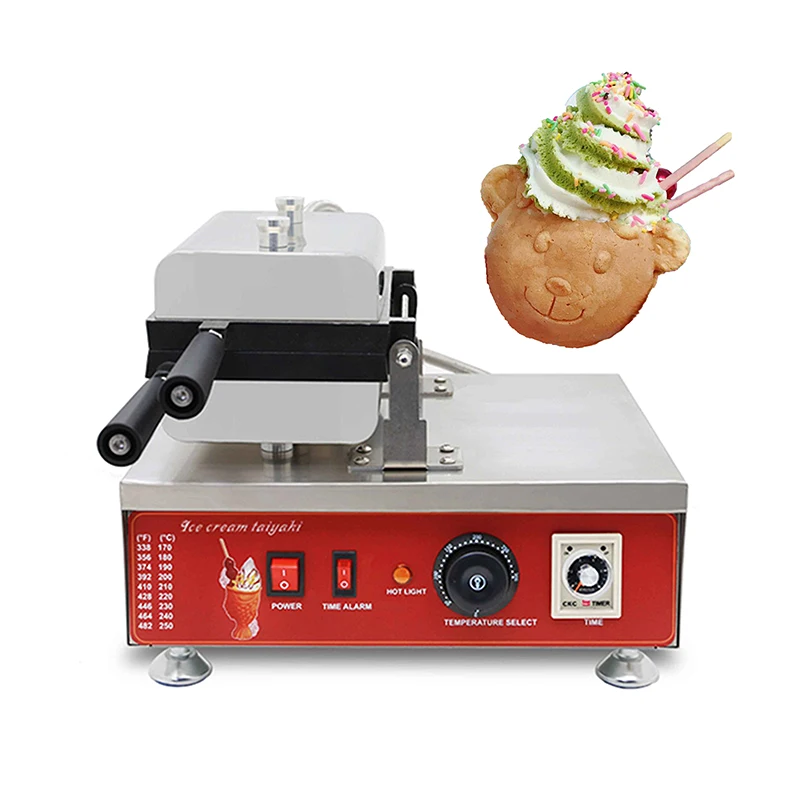 

Электрическая вафельная машина с открытым ртом в форме медведя Taiyaki, машина для вафель в форме мультяшных животных в форме медведя Taiyaki