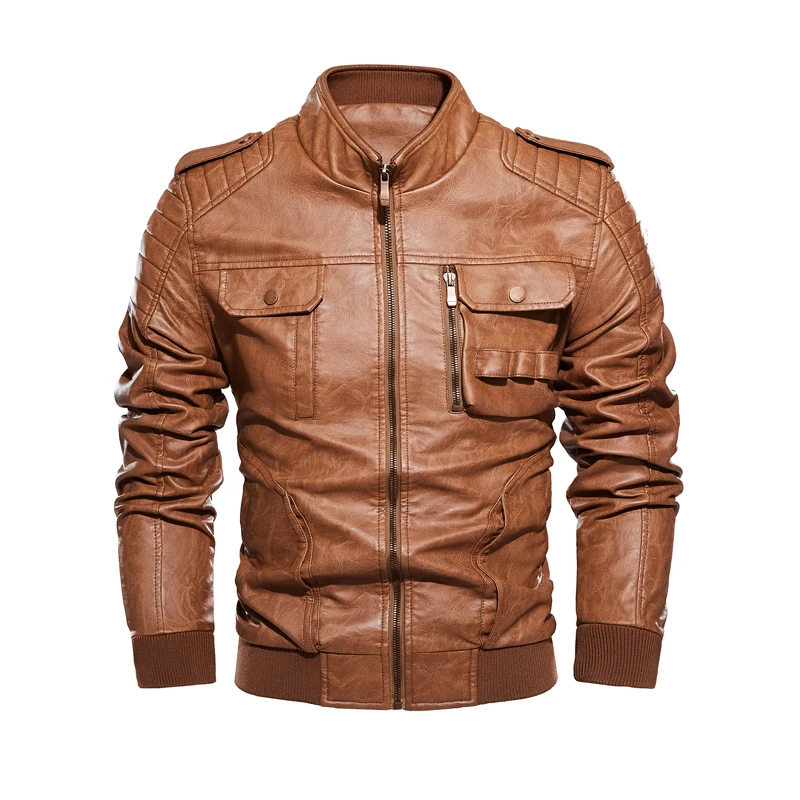 

Autumn Winter Fleece Warm Leather Jacket for Men Fashion Retro Motorcycle PU Leather Thick Jackets and Coats Mens Clothing