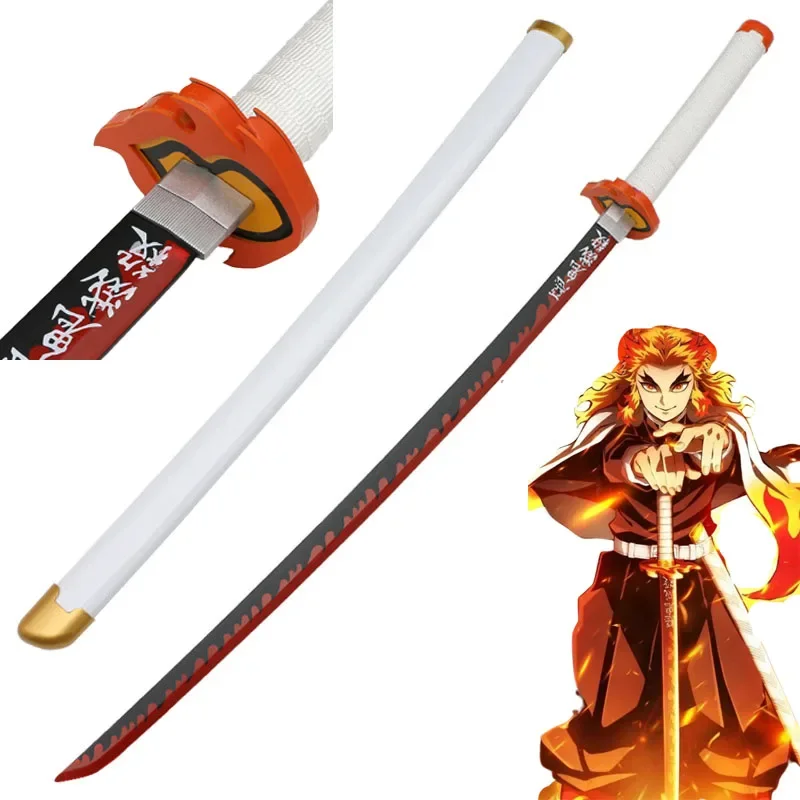 104 cm Demon Slayer Sword Cosplay Weapon Rengoku Tanjiro Katana Kimetsu no  Yaiba catana Wooden Samurai Sword toy - AliExpress