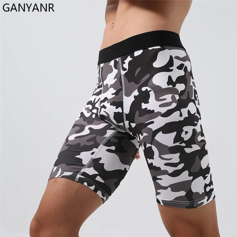 GANYANR Men running tights Quick Dry Milk Silk Compression Shorts for Fitness Breathable Butt Lifting Cycling Workout Gym