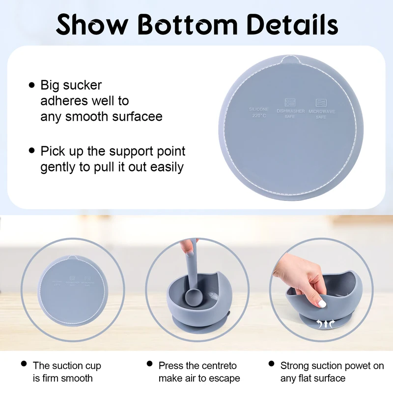 TYRY.HU Children's Tableware Baby Complementary Food Training Silicone Tableware Baby Suction Bowls Toddler Training Tableware 2