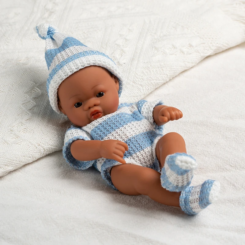 Brown Reborn Dolls African Reborn Baby Doll 20cm Dolls Baby Reborn Baby Doll Toys Soft Touch High Quality Doll for Children Toys 3