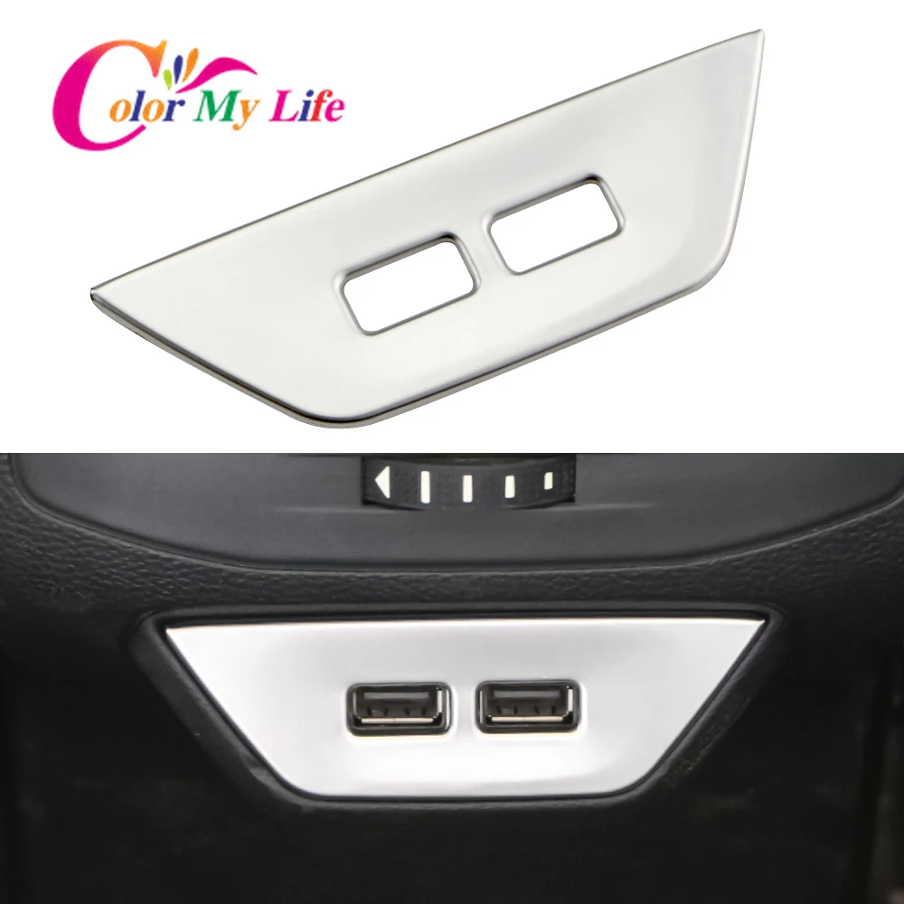 Rear Usb Panel Cover For Volkswagen Vw T-Roc Troc 2017 - 2022 Back Usb Sequins Trim Stickers Stainless Steel Accessories