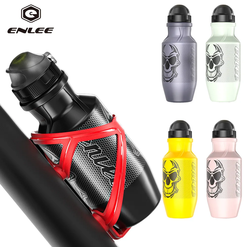 Water Bottle Bicycle Water Bottle Sports Bottle ENLEE 550ml Bicycle Water Bottle Food Grade Sports Fitness Running Riding Camping Hiking Kettle Leak-proof Bike Bottle Cage