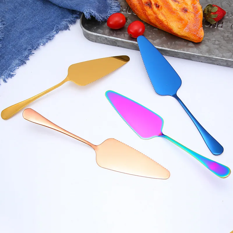 1 Piece Colorful Stainless Steel Serrated Edge Cake Server Blade Cutter Pie Pizza Shovel Cake Spatula Baking Tool
