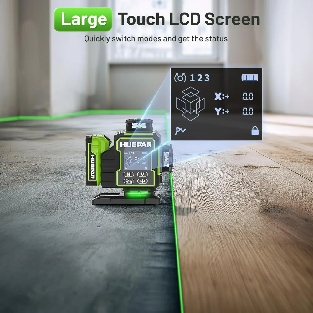 Upgraded Huepar 360° Self-Leveling Bluetooth Laser Leveler with 4x360° Rotation and Electric Base