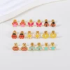 1Pair Stainless Steel Cute Ear Post Stud Earrings Enamel Daisy Ladybug Butterfly Paw Red Lip Star Earring Girl Jewelry 4