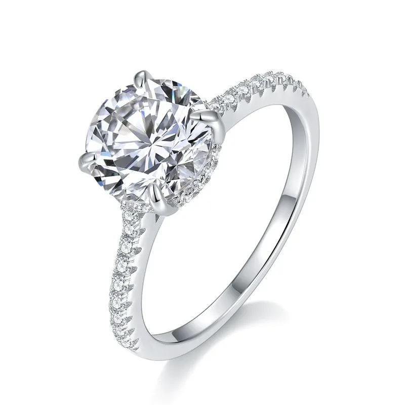 

R3-0059 Lefei Fashion Luxury Trendy Classic Moissanite 1 2 3 CT Round Rings For Charms Women 925 Silver Party Jewelry Charm Gift