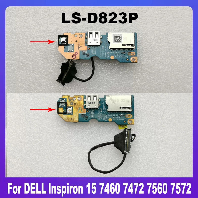 Laptop USB Board Switch Board For Dell Inspiron 15 7460 7472 7560 7572 LS-D823P 08N7VD CN-08N7VD
