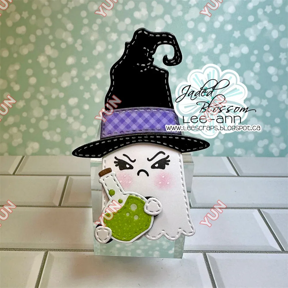 Gnome Friends Greetings Ghost Faces Die Bear Hugs Grunge Background Craft Cuts Dies Molds DIY Scrapbooking Diary September