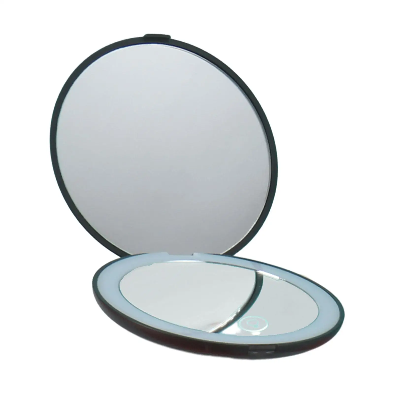 Lighted Travel Mirror Round Dimmable Folding 2x Magnification Handheld Makeup Mirror for Travel Purse Handbag Mother`s Day Gifts