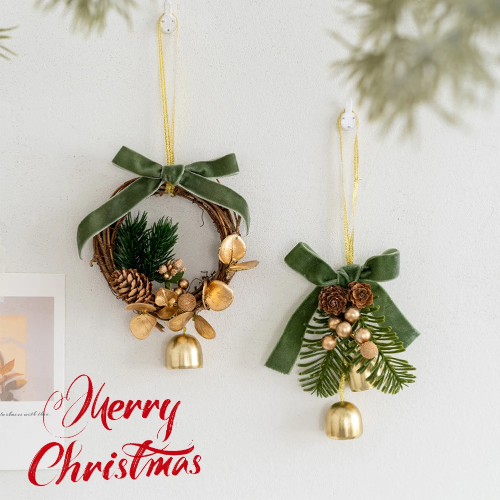 1Pc Creative Christmas Hanging Decorations for Xmas Tree 3D Christmas Bell Pendant Artificial Pine Hanging Decor