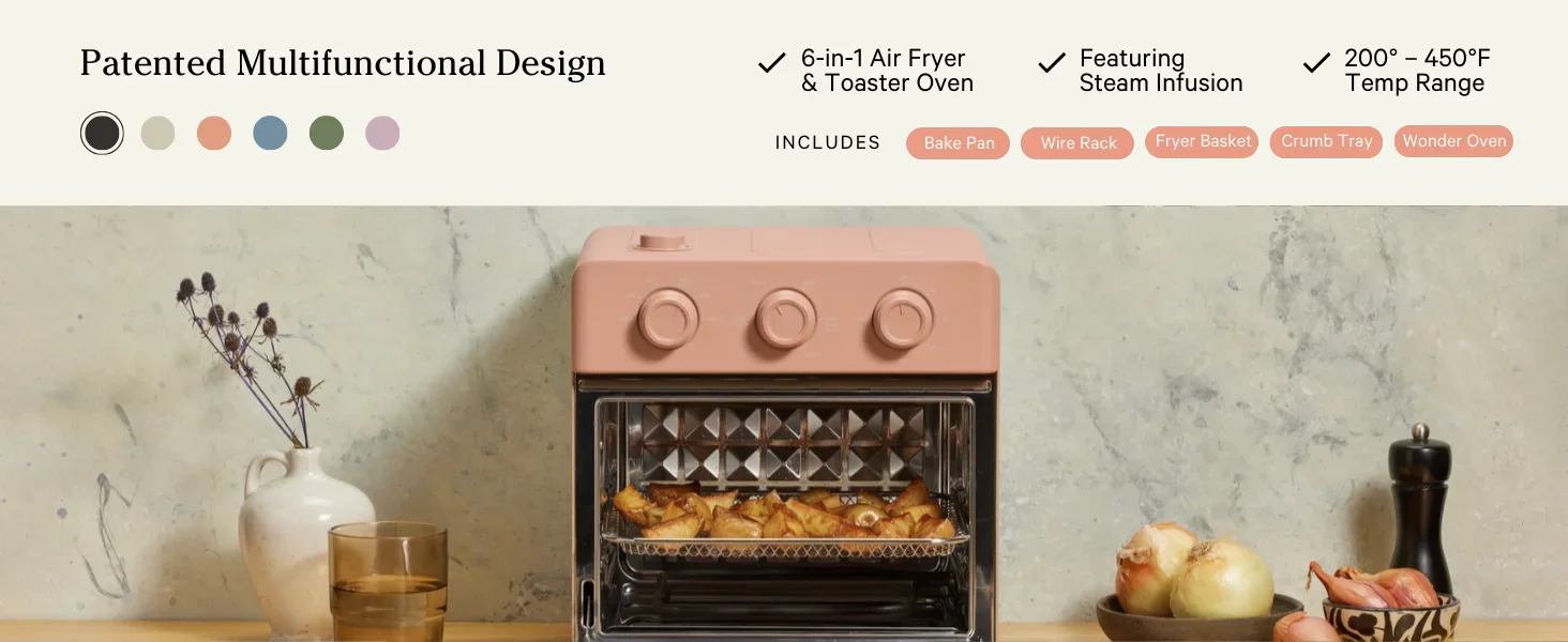 air fryer toaster oven roast bake meals healthier toast functions stainless steel easy baking quick