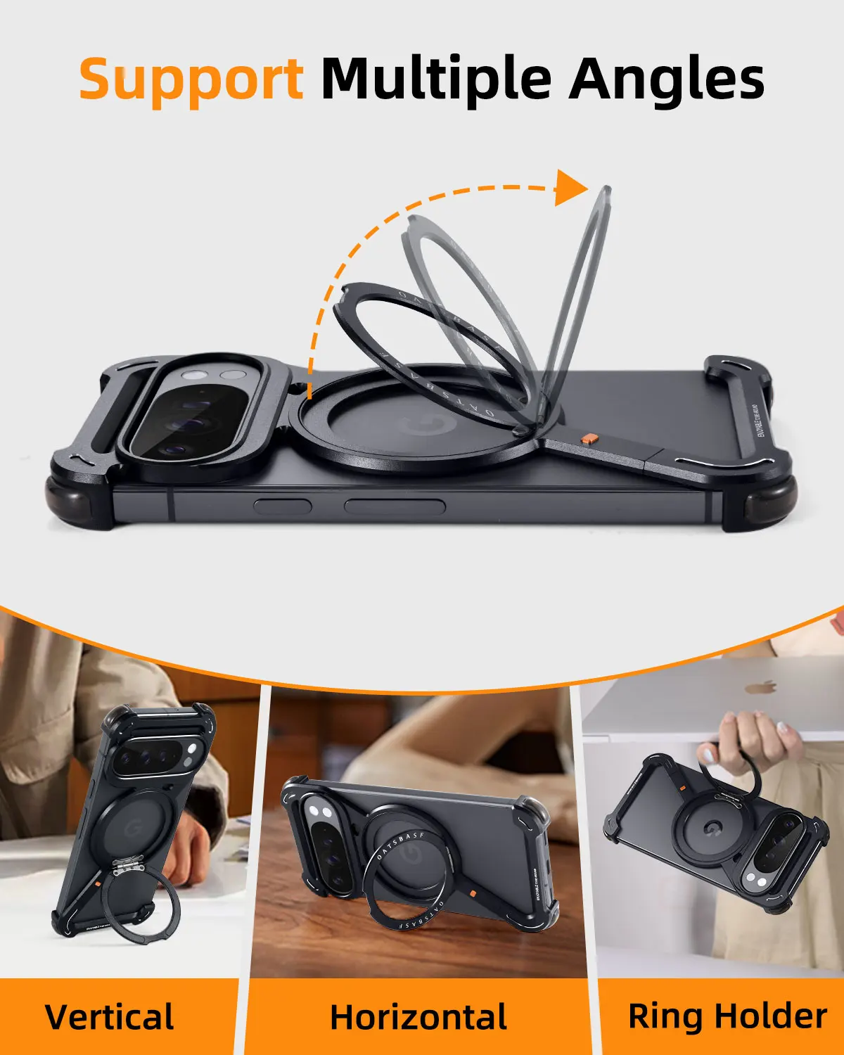 Eary Metal Magnetic Case for Google Pixel 10 Pro XL for Magsafe 360°Rotation Stand Frameless Drop Protector Aluminum Phone Cover