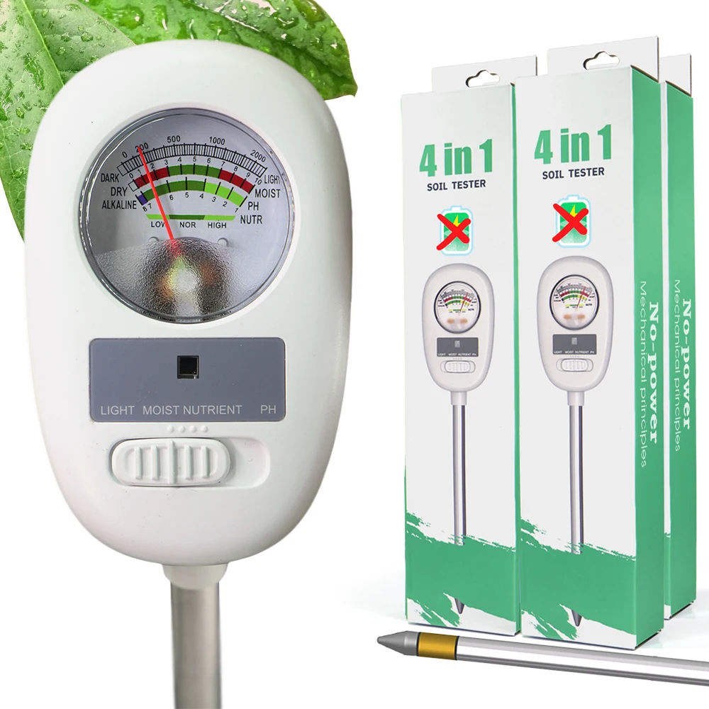 

1set 4-in-1 Soil Tester Moisture Light Nutrients Soil Moisture Meter for Garden Lawn Farm Indoor Outdoor Use PH Test Great Kit