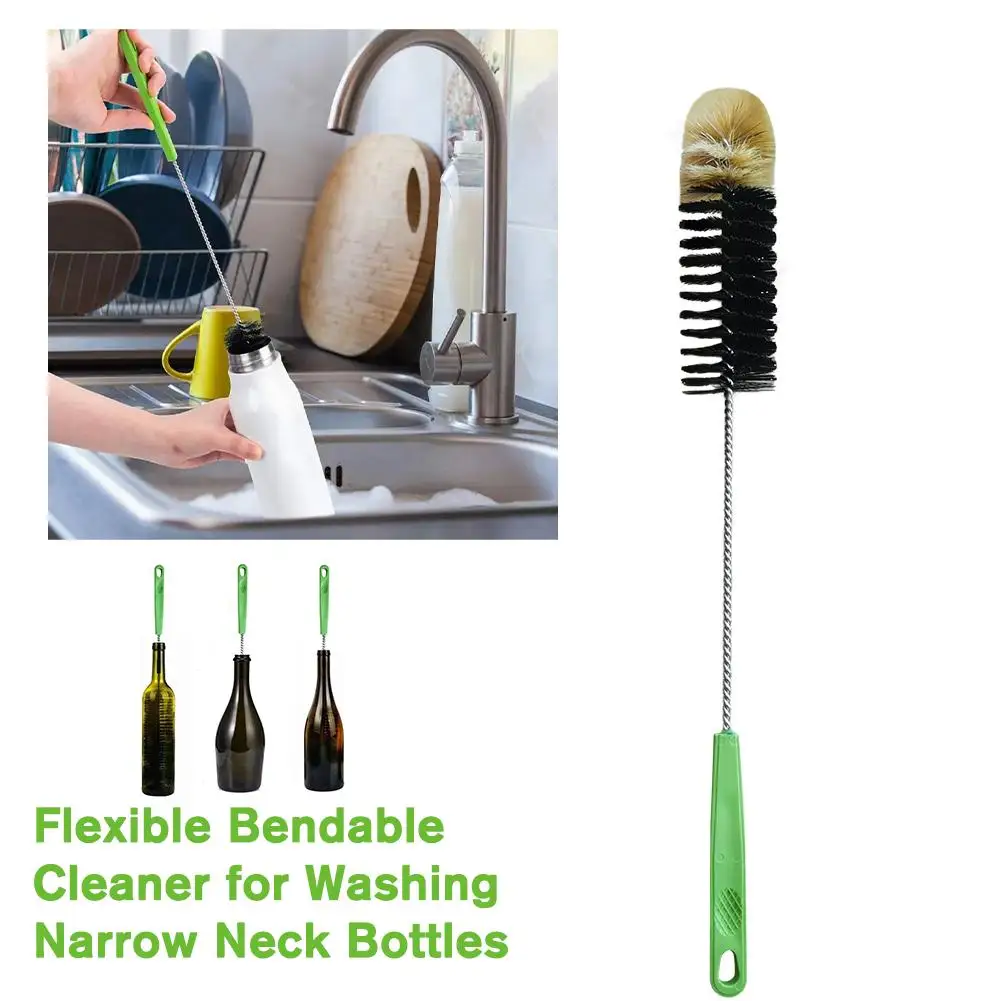 40cm Long Handle Water Bottle Brush Flexible Bendable Cleaner For Washing Narrow Neck Bottles Wine Decanter Kombucha Pipes