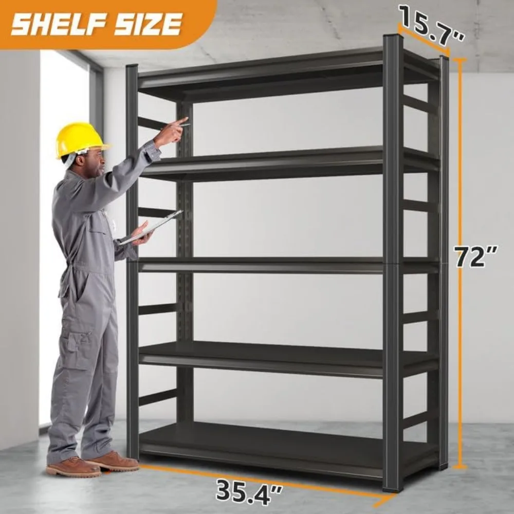 72" H Garage Shelving Unit-Adjustable 5-Tier Heavy-Duty Metal Storage Rack|3000 lbs Capacity Shelf|Easy Assembly Shelves 3