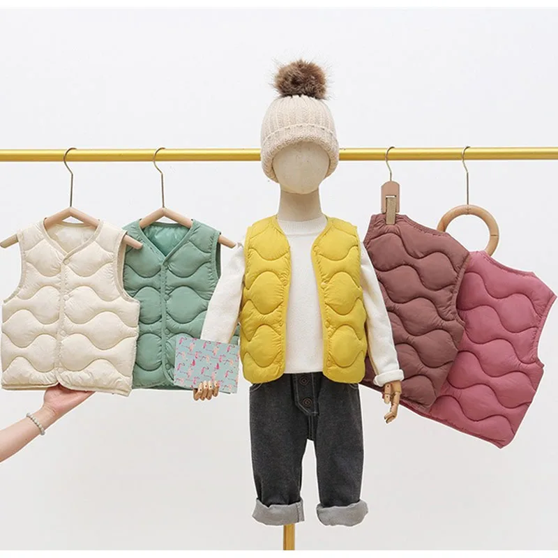 Children Warm Cotton Vest Fashion Solid Boys Girls Baby Toddler Autumn Winter Waistcoats Casual Versatile Kids Clothing Tops children vest