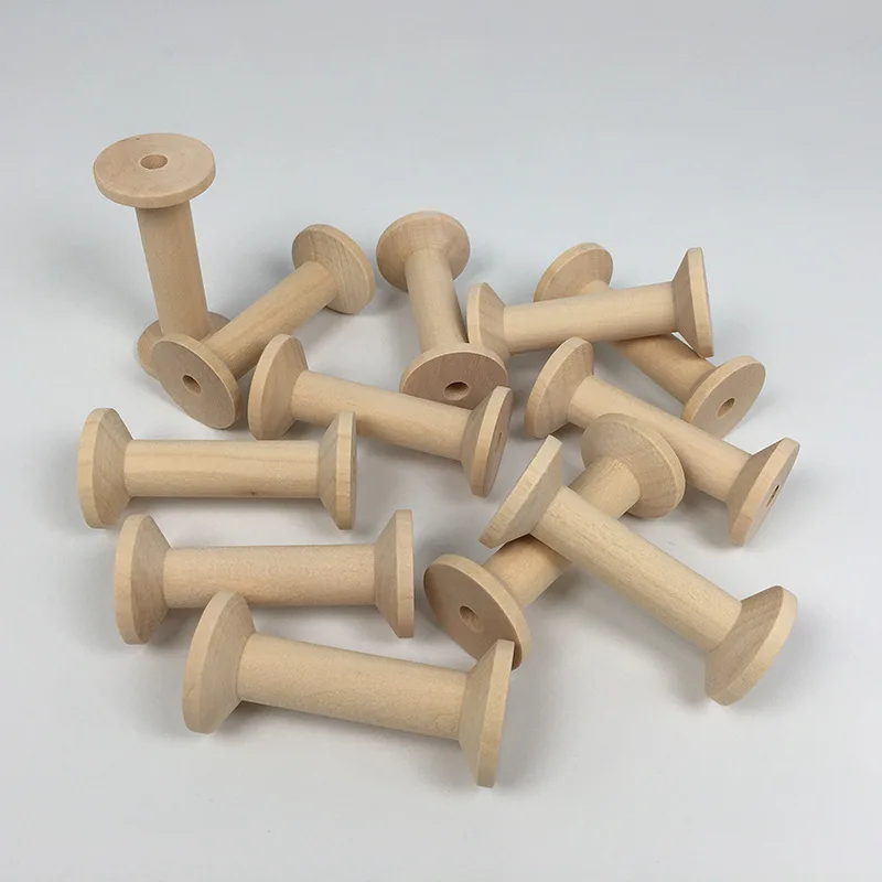 Description Picture 3 of itemWholesale 75x35mm Big Natural Empty Wooden Bobbins Spools Sew Cross Stitch Thread Tool Wire Needlework for DIY Twine
