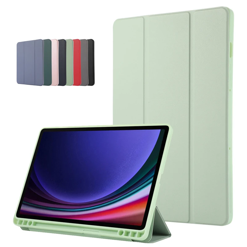 Couro Tpu Voltar Fold Stand Tablet Case com Suporte de Caneta Funda para Samsung Galaxy Tab s9 fe 109