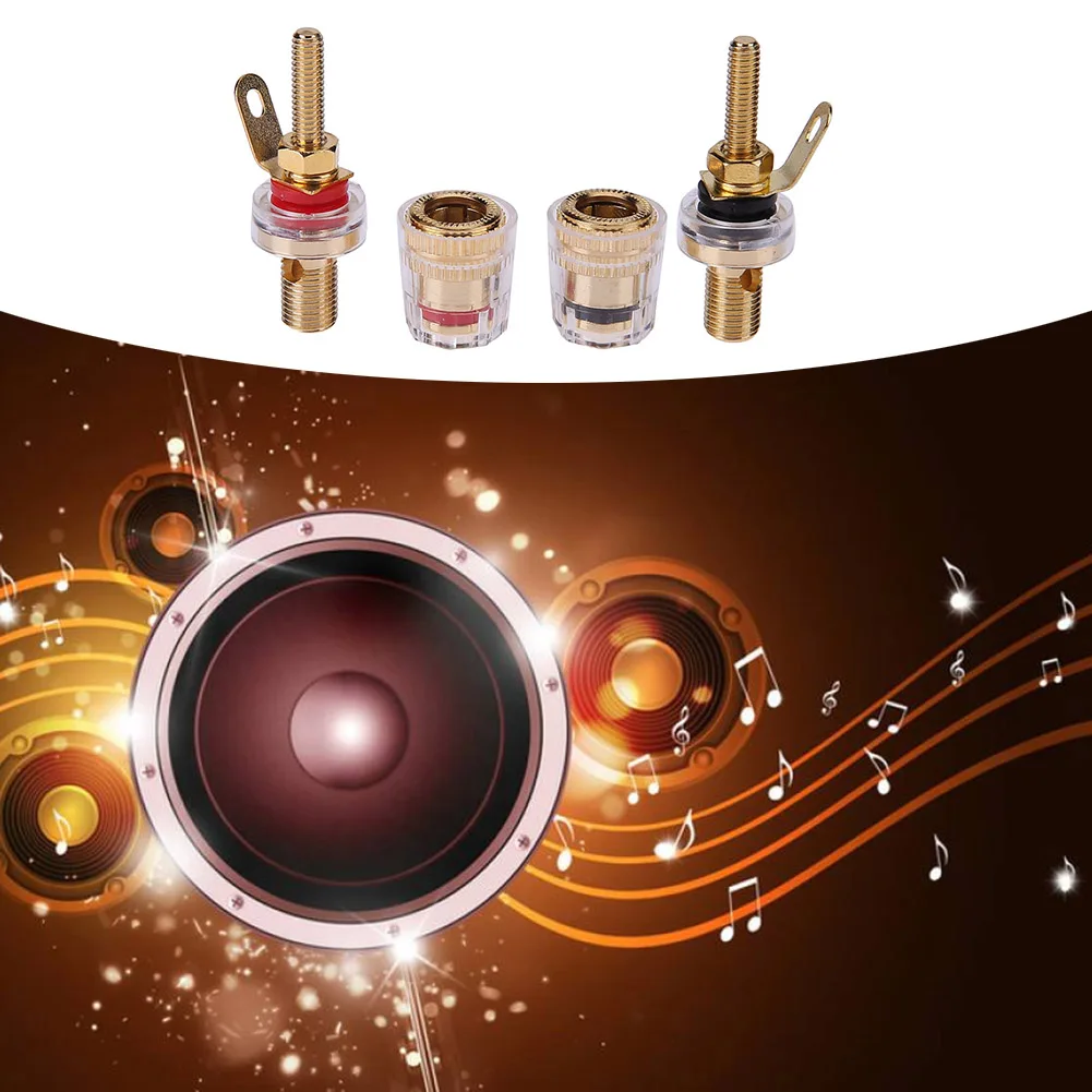 4mm Brass Speaker Amplifier Binding Posts Terminals 2pcs For Banana Plugs