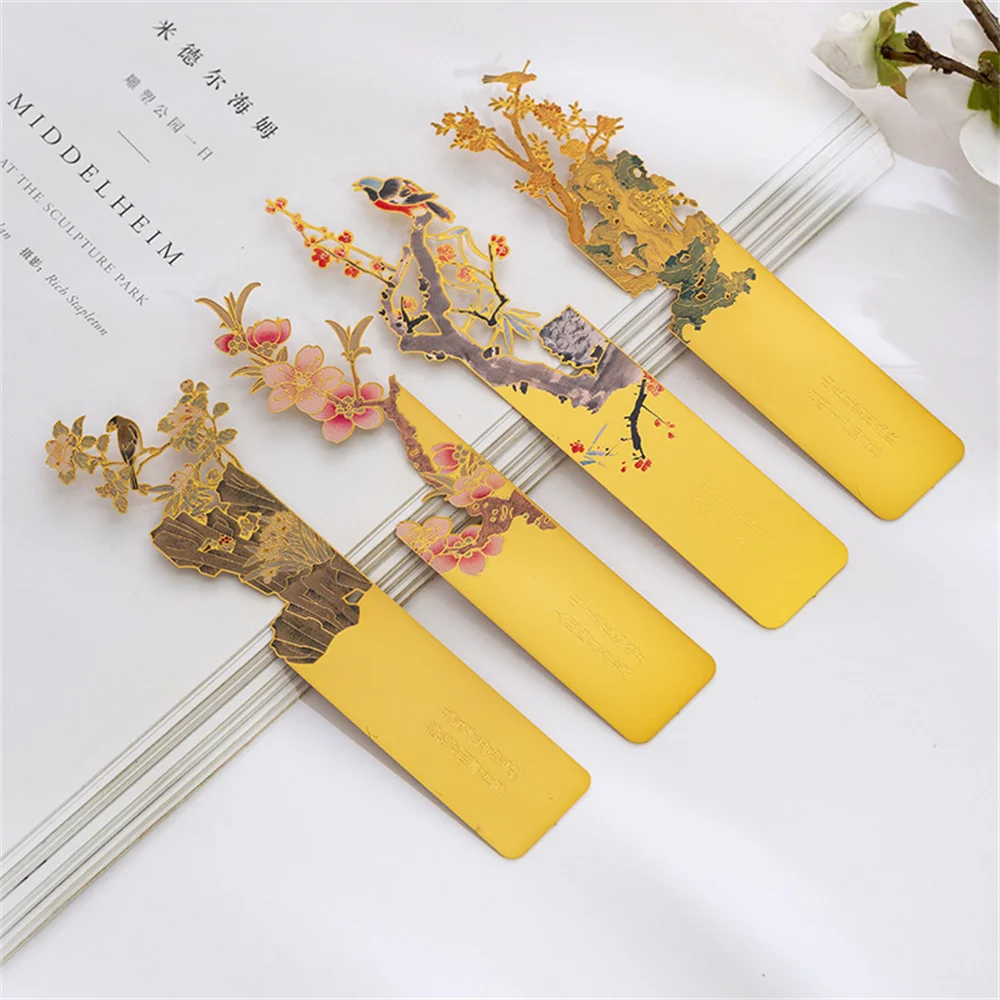 Flower Bird Metal Bookmark Retro Exquisite Hollow Bronzing Book Marks Student Reading Book Clip For Reader Writers Lovers