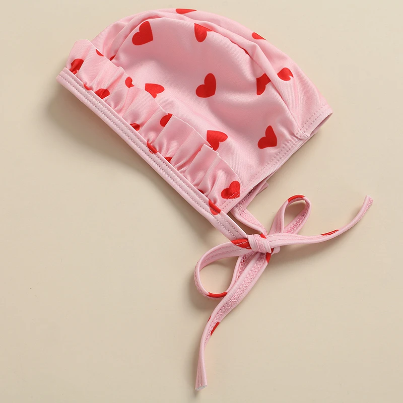 Baby Girls Swimwear Bikini Set Heart Print Tank Tops Shorts Hat for Toddlers Infants 0-24M 3Pcs children swimwear