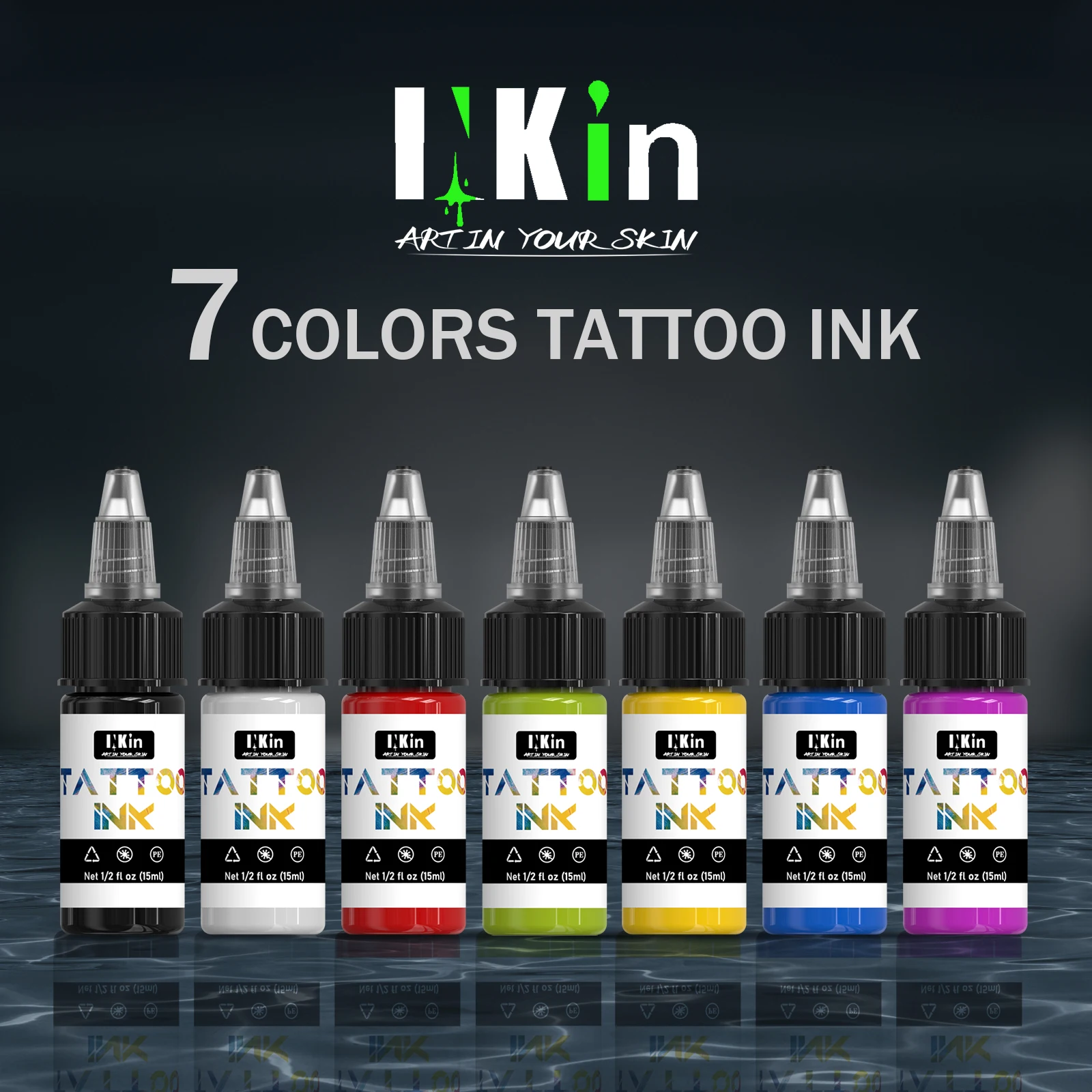 7 Bottles INKIN Tattoo Ink Set 7ML/15ML /Bottle Premium Tattoo Inks Pigment Kit for 3D Makeup Beauty Skin Body Art 7 bottles inkin tattoo ink set 7ml 15ml bottle premium tattoo inks pigment kit for 3d makeup beauty skin body art