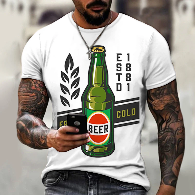 

Футболка мужская с круглым вырезом, повседневная спортивная одежда с забавным 3D принтом, пивной фестиваль, роскошный летний спортивный костюм с коротким рукавом, 2022