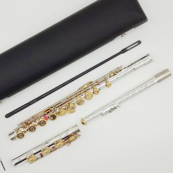 Music Fancier Club Professional Flute 322 Engraving Hand Carved Keys Gold Plating Flutes B Leg Open Holes 17 Gold Keys