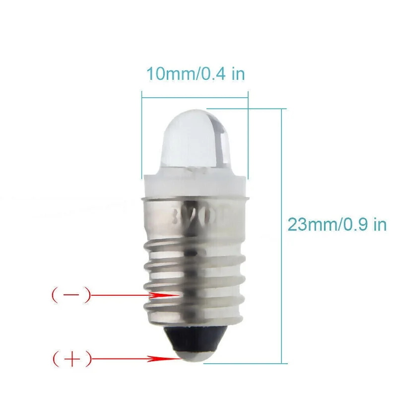 1-10pcs E10 Led Flashlight Bulb DC 3V 12V Instrument Bulb Indicator Lamp BA9S Replacement Torch Bulb Lamp Warm Cool White