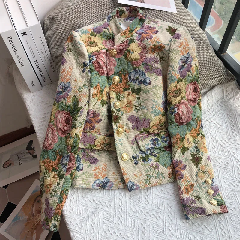 Long Slv One Button Jacquard Jacket