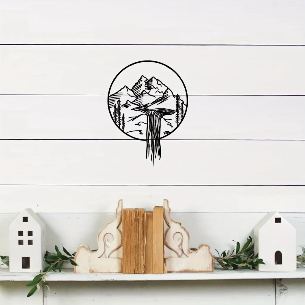 

1pc Mountain Theme Decor Metal Wall Decor, Wall Art Decorations, Bedroom Decor Sticker Mural Home Decor