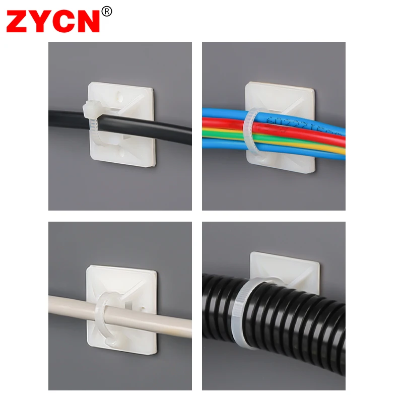 Description Picture 5 of item100Pcs Cable Zip Tie Mount Car Wire Removable Wall 20*20 Mount Clip Strong White Green Glue Self Adhesive Base Flat Holder Fixer