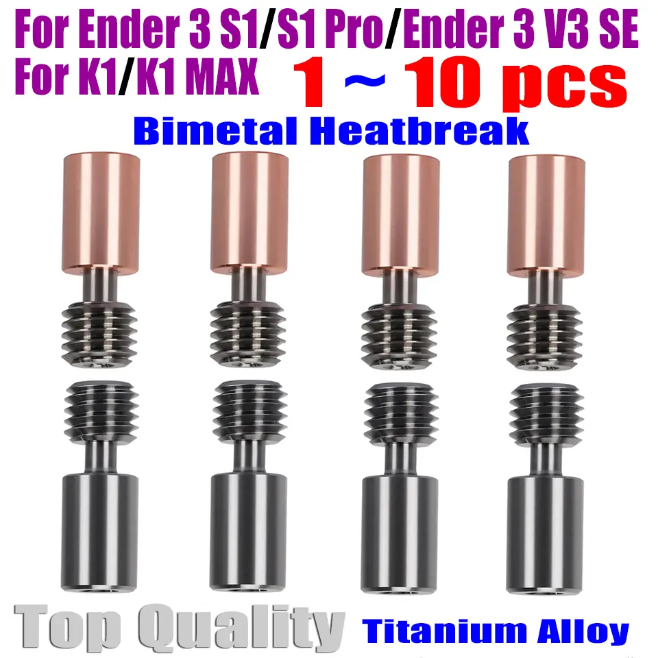 Bimetal HeatBreak For Ender 3 S1 Throat Ender 3 S1 Pro Bimetal Throat For Ender 3 V3 SE/ K1/ K1 Max Throat 3D Printer image 1