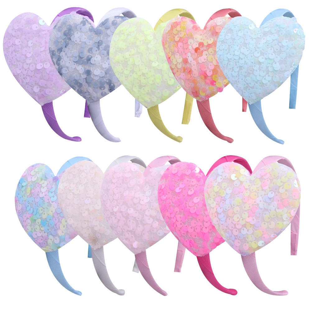

Baby Children's Pinkycolor Love Headband Hand Made Headband Plastic Party Princess Sequin Hair Accessories For Kids Girls