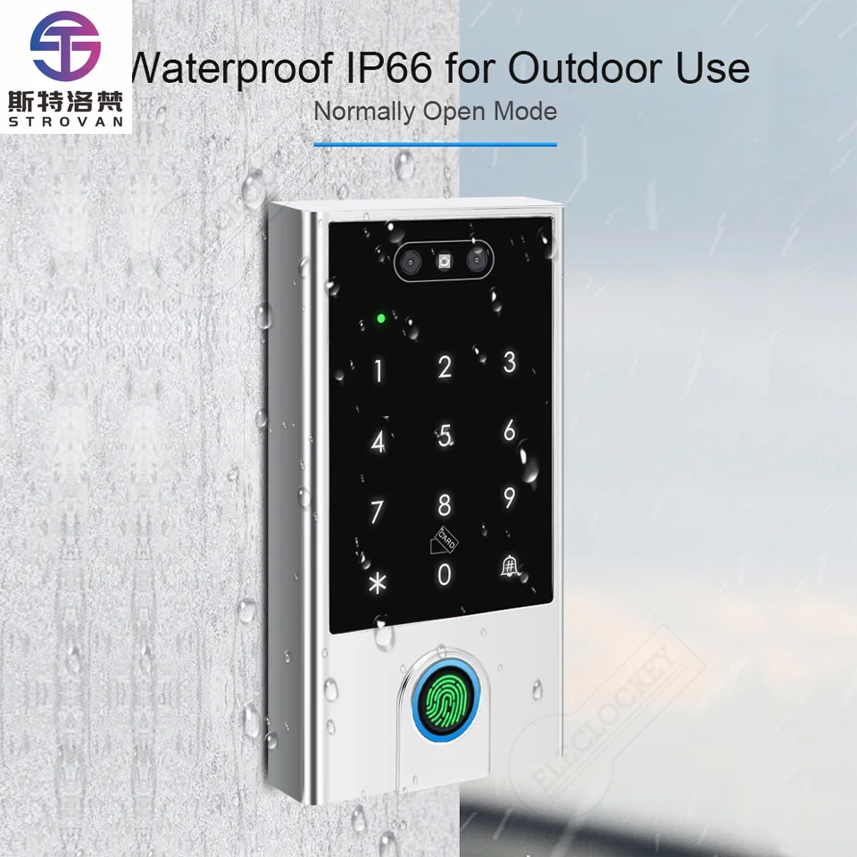 방수 야외용 TTLock WiFi 출입 통제 시스템 IP66 얼굴 지문 인식 카드..