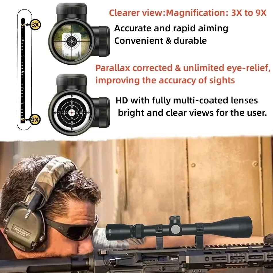 Tactical Magnifier Scope Rifle Scope Tactical Scopes 3-9x40 4-16X44AOEG 6-24X50E Hunting Shooting Optical Sight Side Wheel Parallax RifleScope Airsoft Scope
