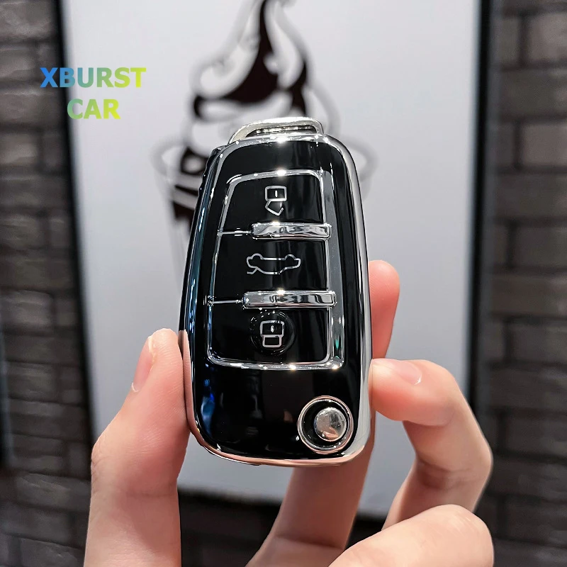 Car Folding Key Cover Case Fob Holder Shell For Audi Q3 Q5 Q7 C5 C6 R8 A1 A3 A4 A5 A6 A7 S6 B6 B7 B8 8P 8V 8L TT RS RS3 S3 Sline key case cover key case flip key fob shell car key shell