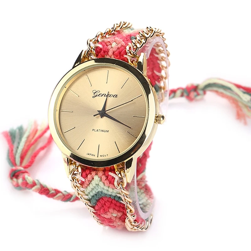 

Women Ethnic Friendship Weave Braid Chain Dress Quartz Bracelet Wrist Watch Gift