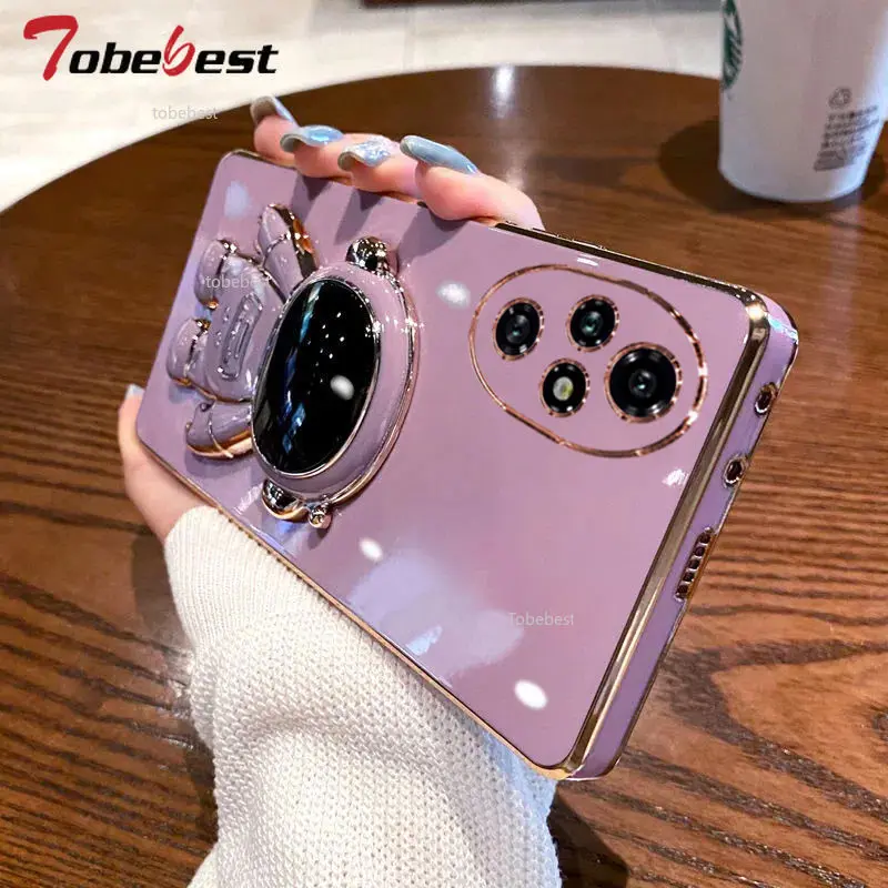 Astronaut Design Bracket Plating Phone Holder Silicone Case