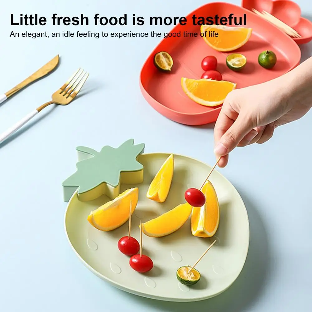 Attractive Adorable Strawberry Shape Food Plate Reusable Fruit Plate Anti-wear Plastic Dessert for Dinner