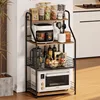 Microwave Stand with Storage 4-Tier, Bakers Racks for Kitchens, Coffee Cart Microwave Cart with Storage, Metal Bakers Rack 1